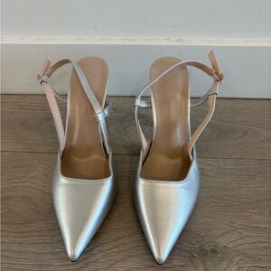 Elegant Silver Women's Slingback Heels